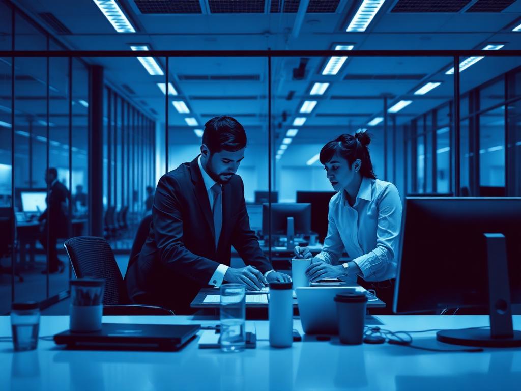 Professionals collaborating in a modern office